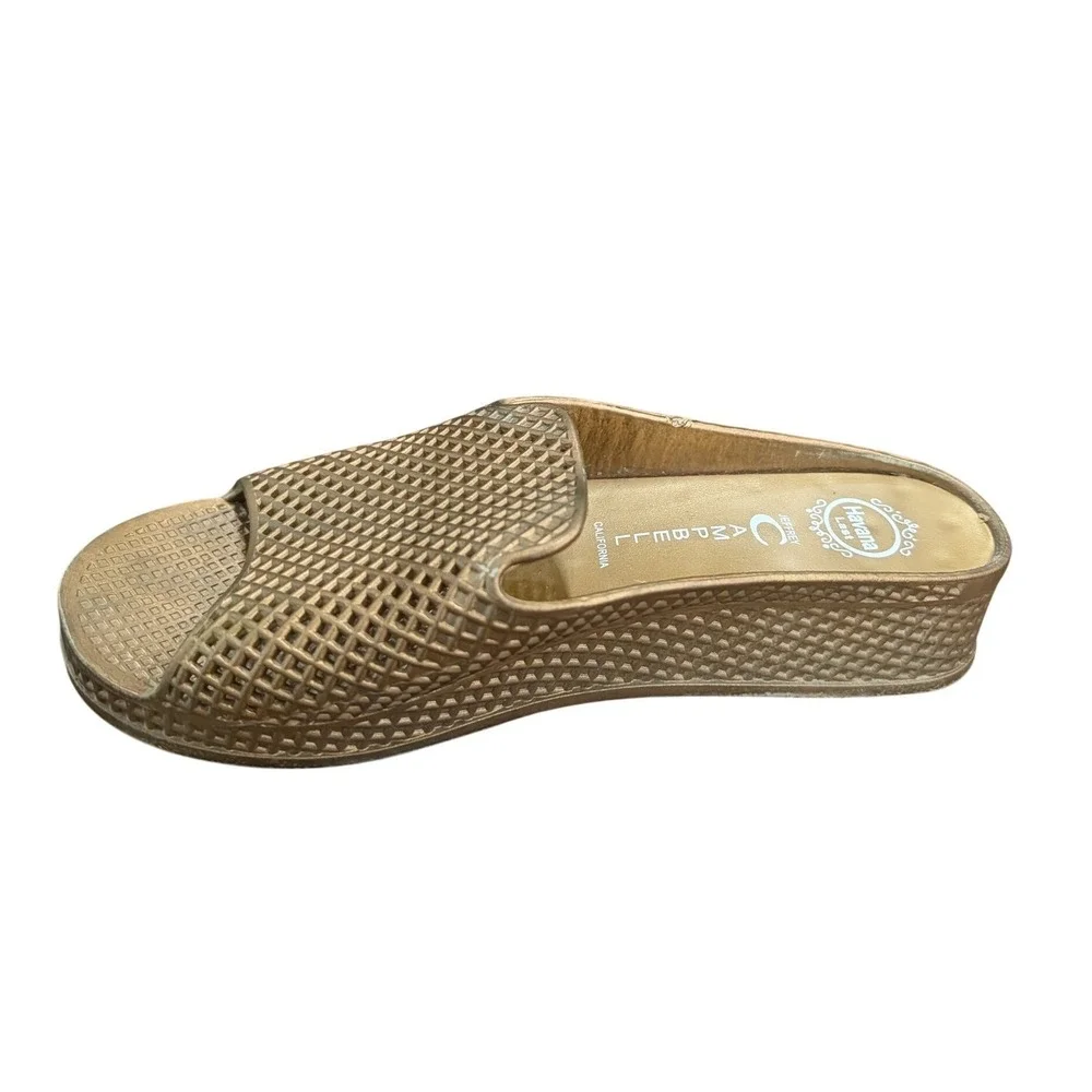 Jeffrey Campbell Fling 2 Sandal Metallic Bronze Gold Wedge Slide Sandals- Size 9